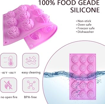 MEMOVAN Rose Chocolate Molds Flower Candy Mold Rose Silicone Fondant Mold