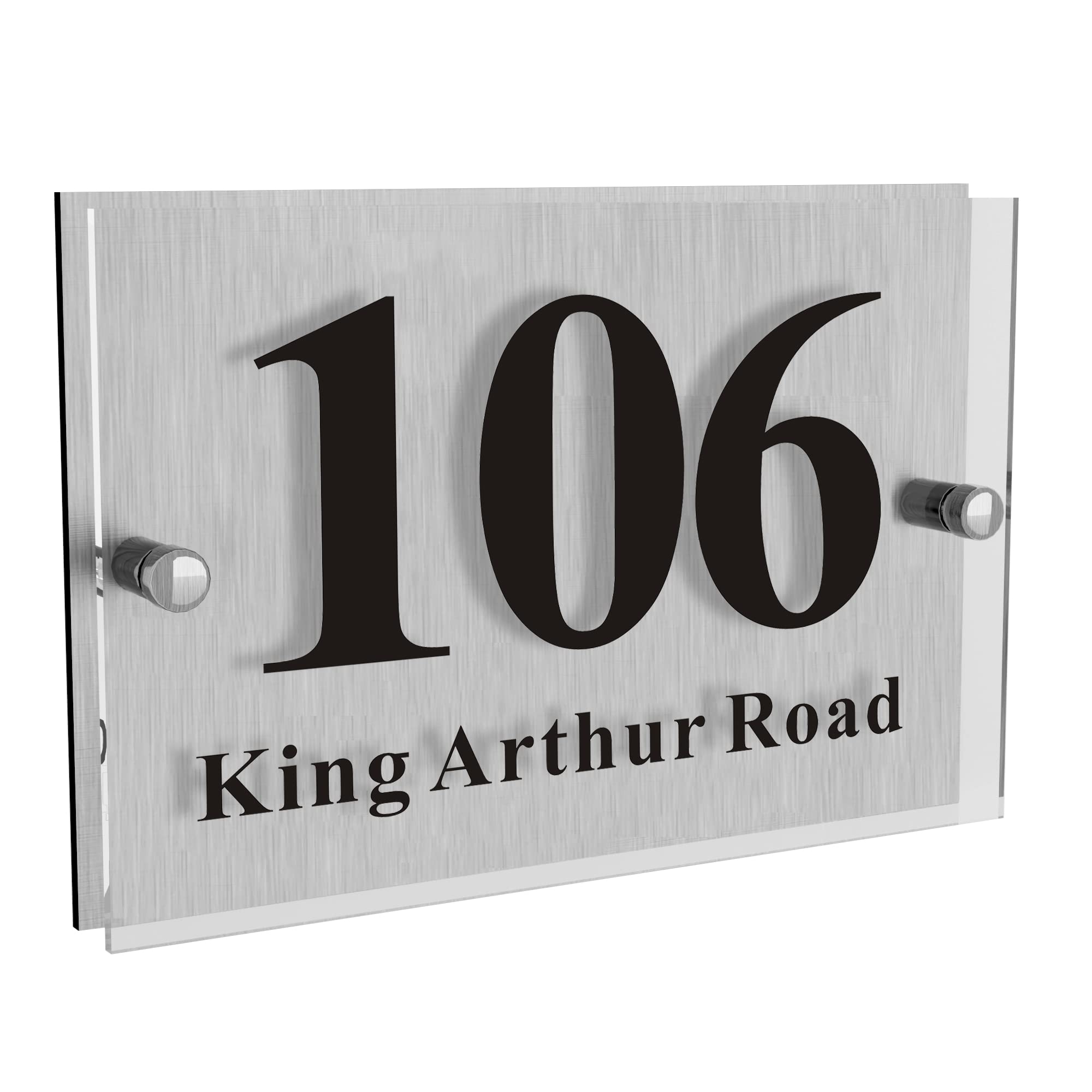 House Numbers Plaques for Outside Door Number Plaques for Wall Screw On Modern Door Sign House Number Plates Glass Effect Acrylic Aluminium Sign 195mm X 130mm(Rectangle)