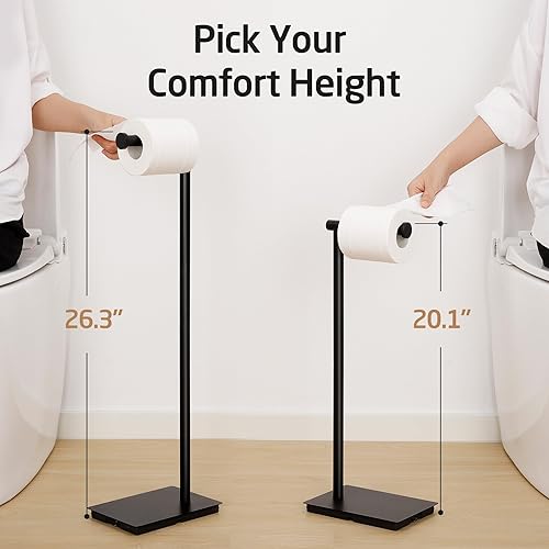 Miniatura 7 de KES Soporte de papel higiénico de 26.2 pulgadas para baño, soporte de papel higiénico de pie libre SUS304 de acero inoxidable negro mate,
