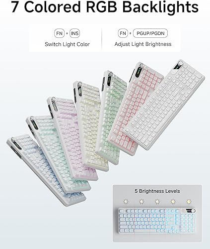 Miniatura 5 de Combo de teclado y mouse con cable C98, teclados de computadora con cable con palma de muñeca, teclas de doble disparo, teclado silencioso con