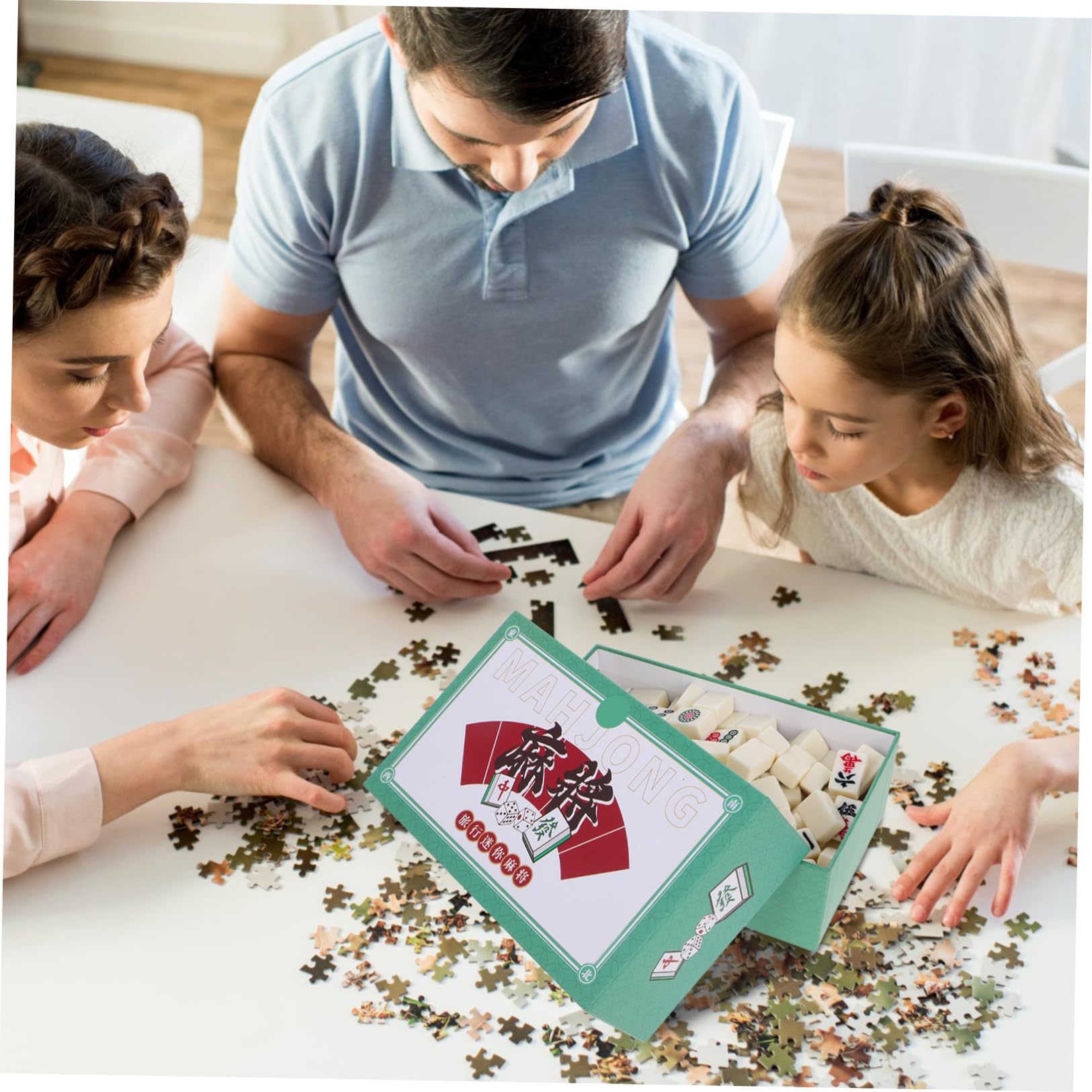GALPADA Mini-Mahjong-Set Tragbar für Reisen Kompakt für Kleine Räume mit Handgerollten Steinen für Familienfeiern und Gesellige Anlässe aus Robusten Materialien für Langlebigen Spielspaß