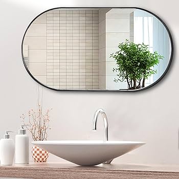楕円形壁掛用鏡 ウォールミラー〔楕円型〕 鏡 壁掛け ウォールミラー 丸 ノン