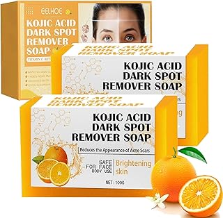 Lemon Turmeric Kojic Acid Soap, Skin Brightening Lemon Turmeric & Kojic Acid Soap, Orange Vitamin C Handmade Soap for Hyperpigmentation, Uneven Skin Tone, Dark Spot Remover (2Pcs)