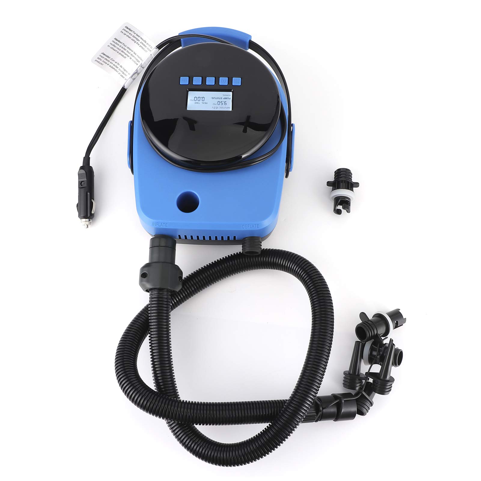 Cocoarm Elektryczna Pompka Powietrza, Pompa Powietrza ABS, Dwustopniowy Wyświetlacz LCD 20PSI, Automatyczne Zatrzymanie dla Desek Wiosłowych i Pontonów, Wtyczka Samochodowa 12 V DC, Szybka Inflacja