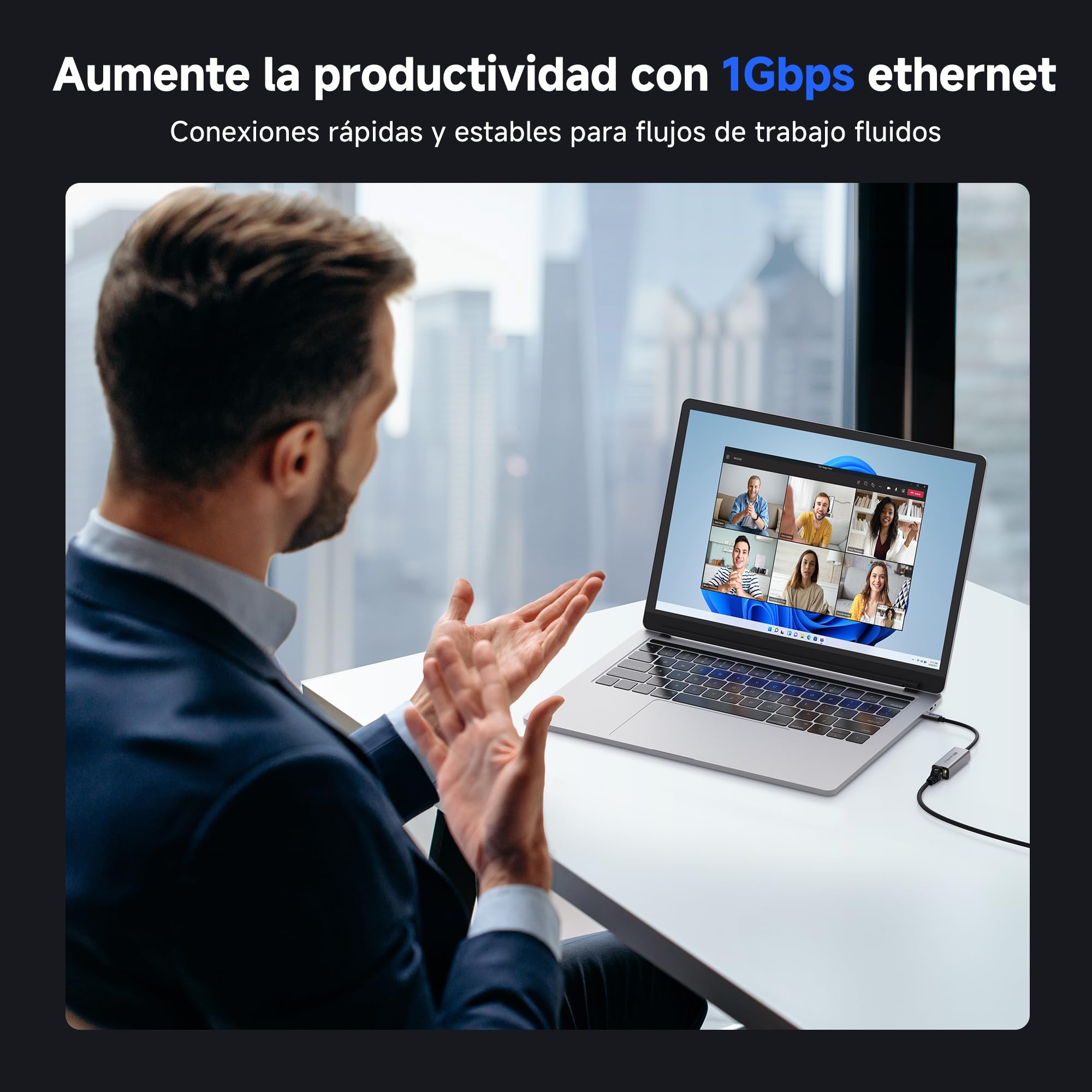 Cable Matters Adaptador USB C a Ethernet, Adaptador de Red Gigabit Ethernet a USB C para 1000 Mbps, Compatible con MacBook Pro, iPhone 16 Pro/MAX, iPad Pro, DELL XPS, Surface y más