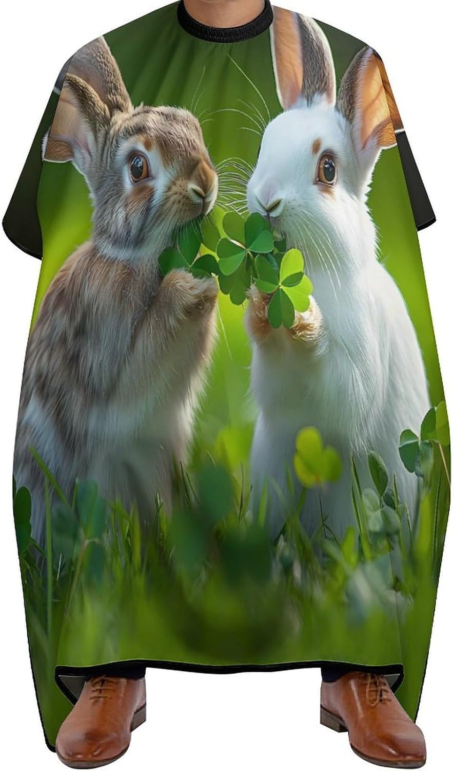St-Patrick's-Days Rabbit Shamrock Barber Cape Professional Hair Cutting Apron Hairdresser Cape for Men Women