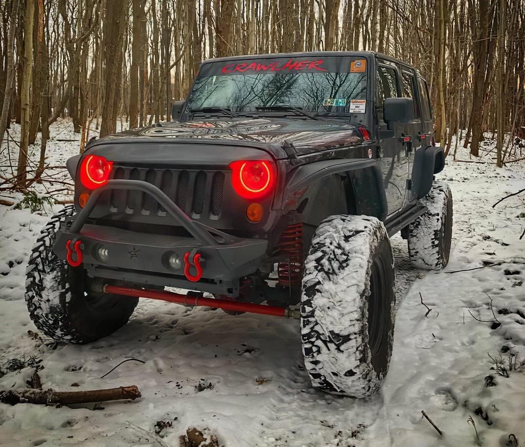 Oracle Halo Headlight For Jeep Wrangler: Red