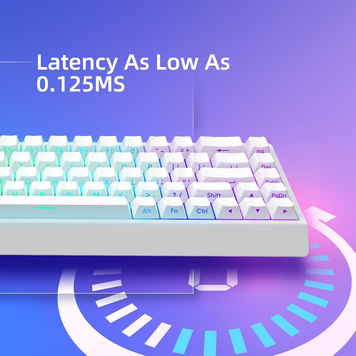 Mer68 LITE Wired 68 Keys, Magnetic Switch Mechanical Keyboard, 8KHZ Polling Rate/Latency As 0.125MS/64KHZ All Keys Scan Rate/ARGB, Hot Swappable Gaming Keyboard(White)