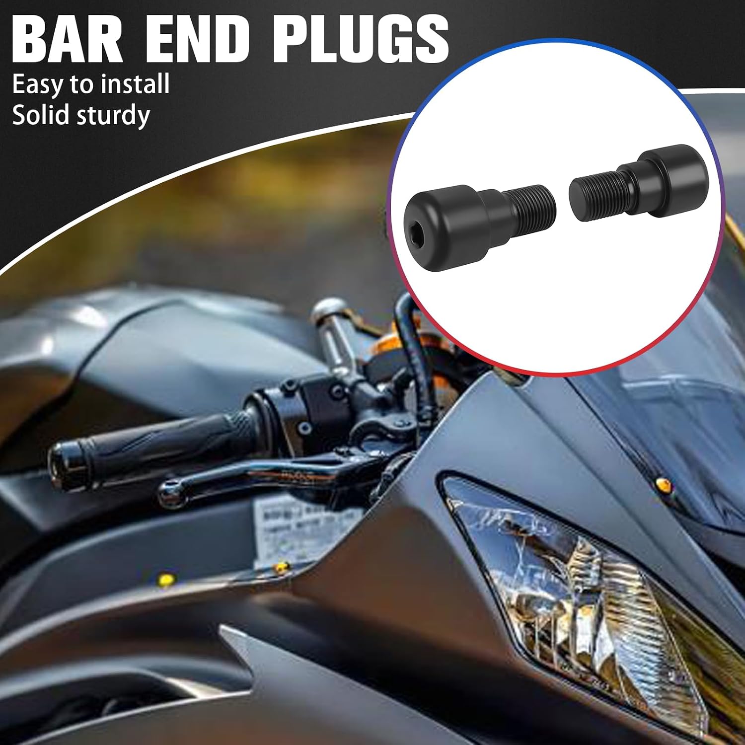 Motorcycle Handlebar Grips Plug Aluminum Bar End Cap Sliders Replacement for Yamaha R6 1999-2005 R6S 2006-2009