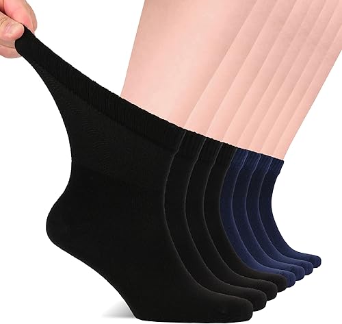 Vista 80 de Hugh Ugoli Calcetines para diabéticos para hombre, calcetines tobilleros sueltos, bambú, extra anchos, finos, sin costuras, parte superior no 17