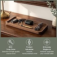 Vista 4 de Bandeja de Servicio Muso Nogal - Bandeja Rectangular Pequeña de Madera Maciza para Baño, Cena, Té, Café (29.97 cm x 12.7 cm)