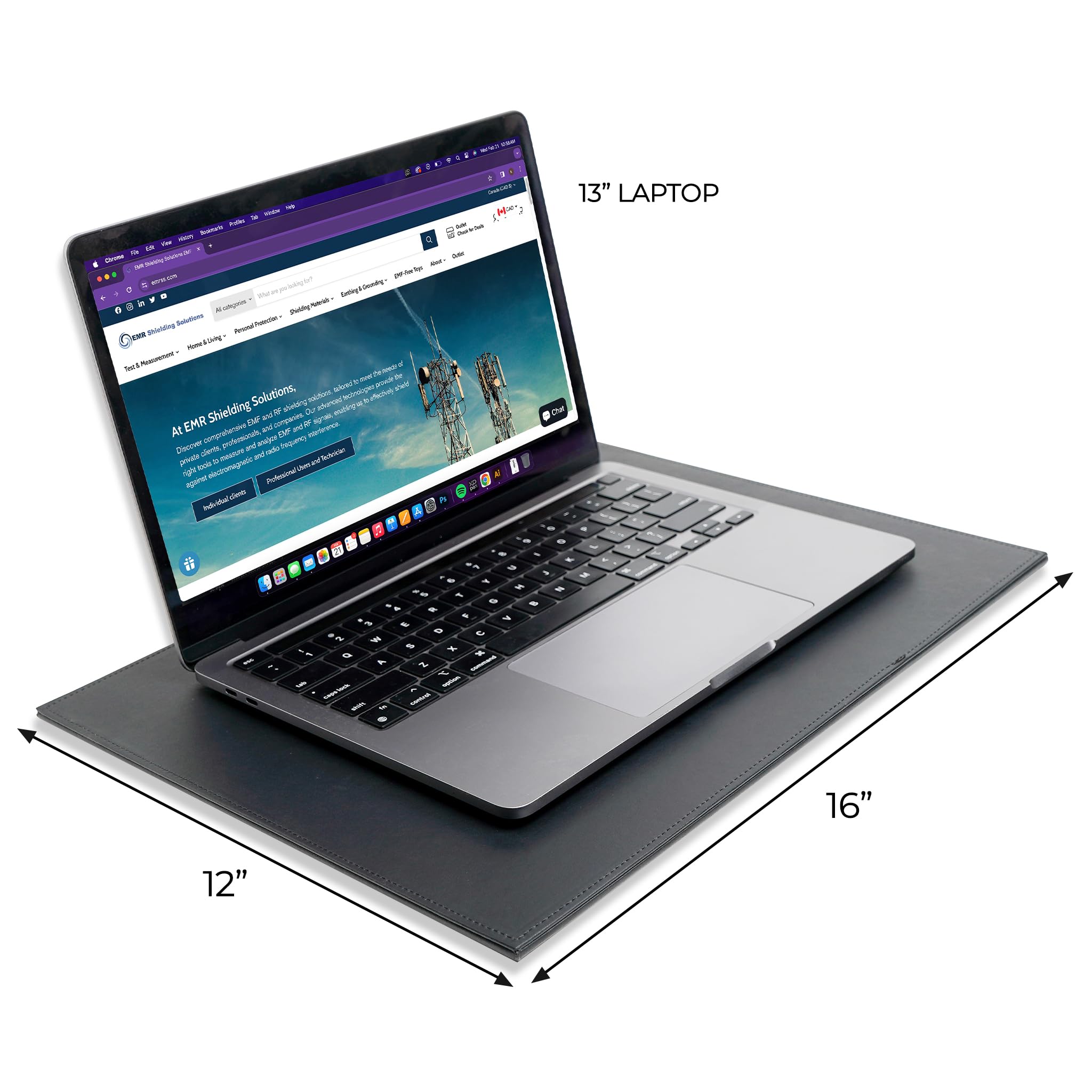 EMF Laptop-Tablett – Abschirmung von ELF und RF von Computer, Tablets, Handys, Schwarz (30,5 x 40,6 cm)