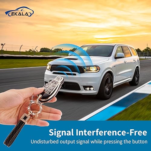 Miniatura 4 de EKALA Funda para llavero Dodge, 2, 3, 4, 5, 6 botones, TPU suave, cubierta completa, soporte para llavero con llaveros de cuero, compatible con