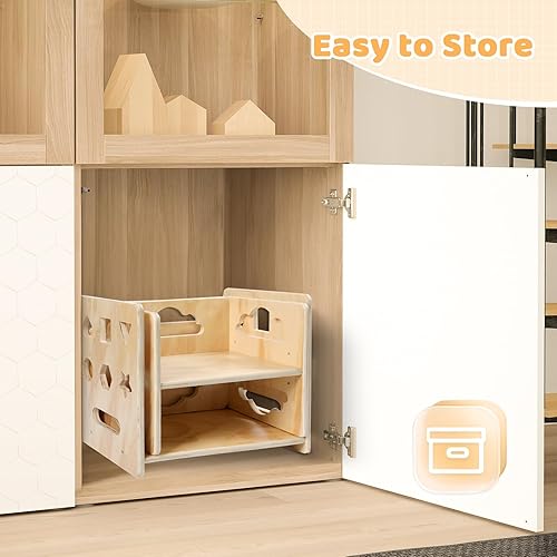 Miniatura 7 de Satisure Juego de Mesa y Silla de Destete Montessori, Juego de Mesa y Silla de Madera para Niños Pequeños, Mesa y Sillas para Niños de 1-3 Años con