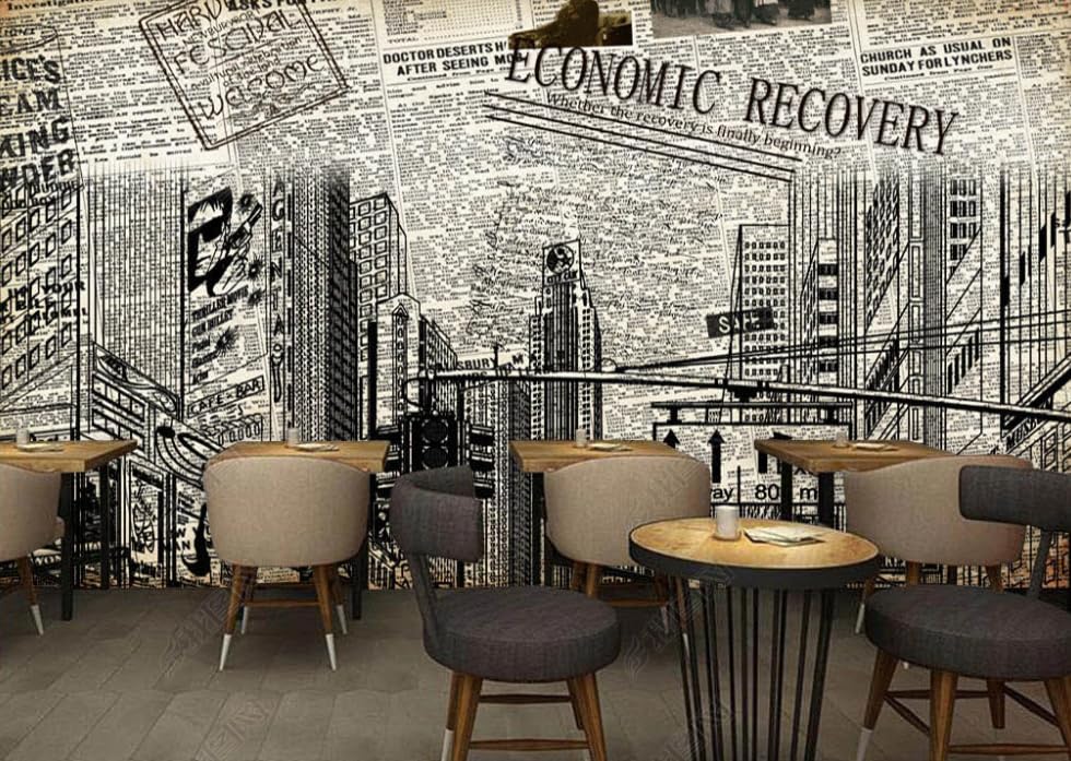 Papier peint intissé journaux anciens poster mural 400x280 cm pour salon et chambre