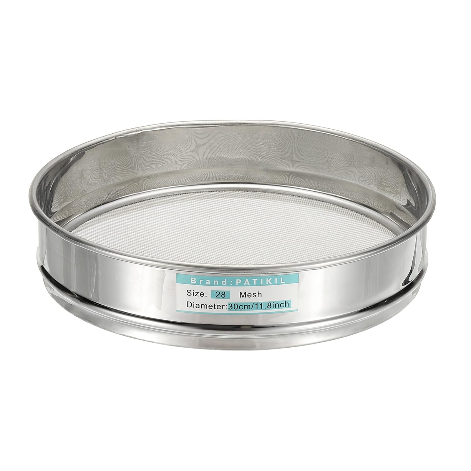 PATIKIL Sito laboratoryjne 28 oczek (0,63 mm), średnica 11,8" (30 cm) płótno metalowe 304 drobne sito ze stali nierdzewnej do domowego laboratorium przemysłowego przesiewanie podłogi