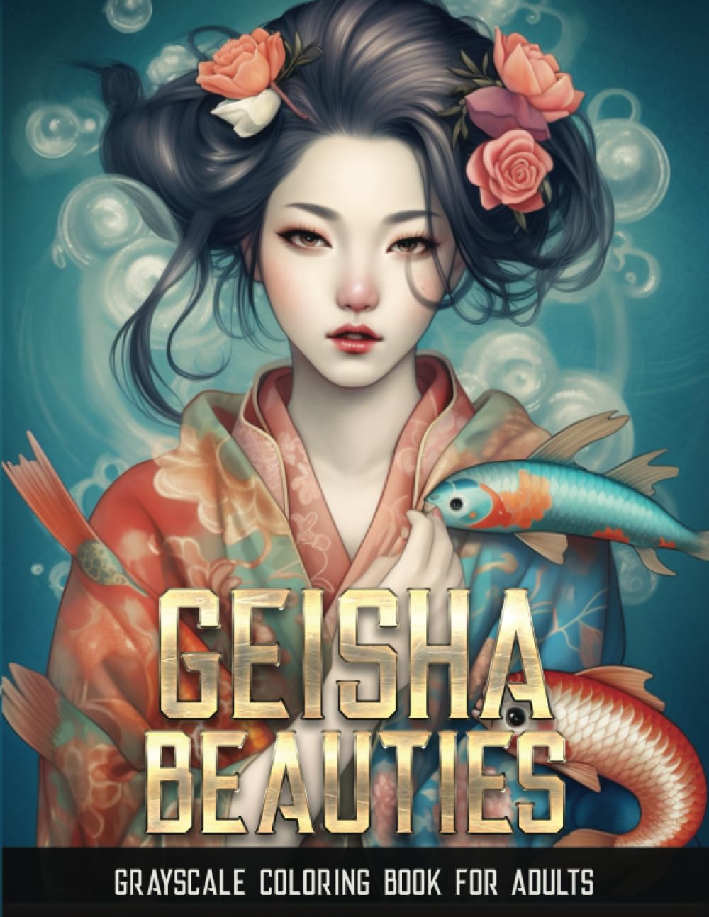 Geisha Beauties: An Adult Grayscale Coloring Book featuring 33 Beautiful Japanese Geisha Portraits for Relaxation and Mindfulness (Realistic Portraits Grayscale Coloring books)