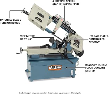 Baileigh 9 Horizontal Bandsaw, 1-1/2 HP, 240V 1Ph (Model BS-916M)