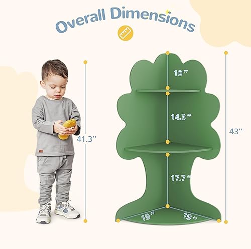 Miniatura 2 de Curipeer Estantería para niños con diseño de árbol para niños, estantería de esquina para niños, estantería para bebés y almacenamiento de juguetes,
