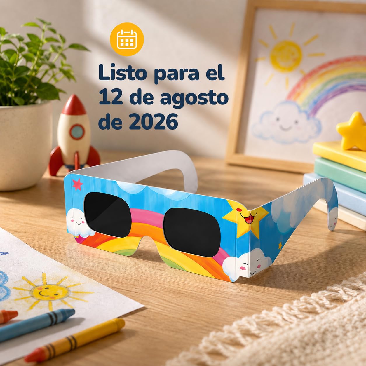 Medical king Gafas Eclipse Solar Homologadas ISO 12312-2 - Viene Con 2 Lentes Fotográficos Para Smartphone Aprobados según la norma ISO, con certificación CE: Gafas para ver eclipses solar 2026