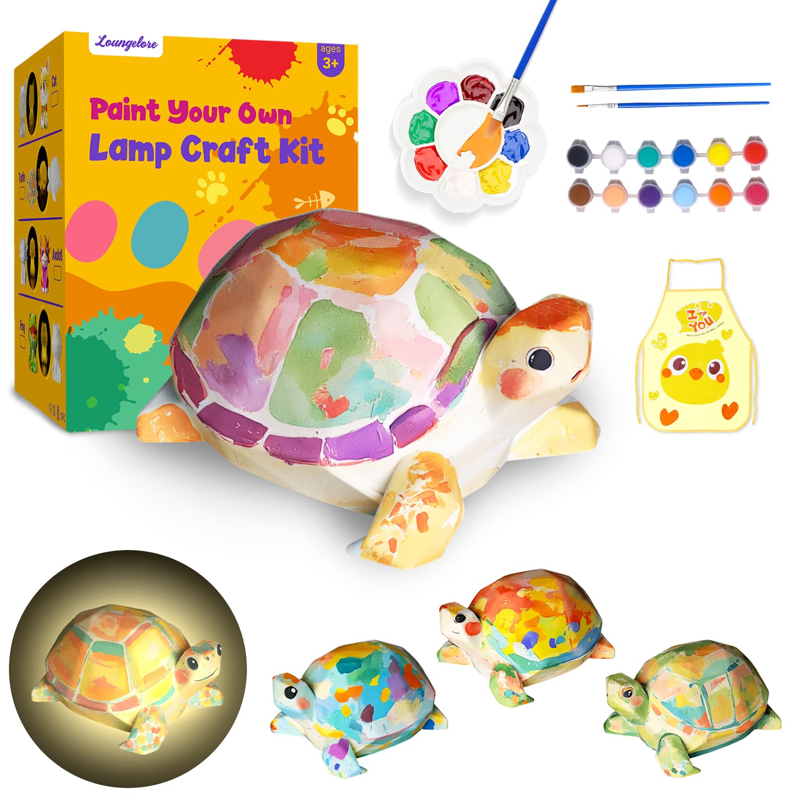 Paint Your Own Turtle Lamp Kit, Arts and Crafts for Kids Ages 8-12, Arts and Crafts for Kids 4-6, DIY Turtle Gifts for 10 Year Old Girl, Art Supplies