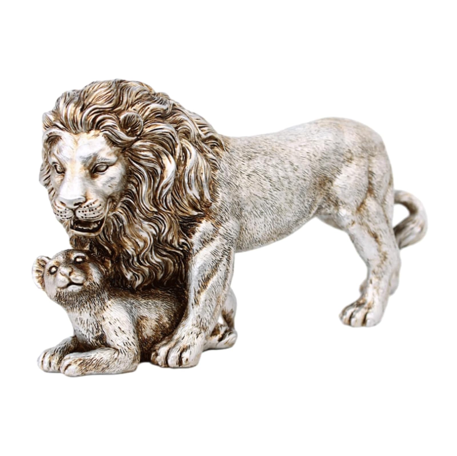 KLJUddGY Modern Statue Lion With Cubs Statues Embodying Authority Animal Statue Sculpture For Premium Desk Shelf Decor Figurines