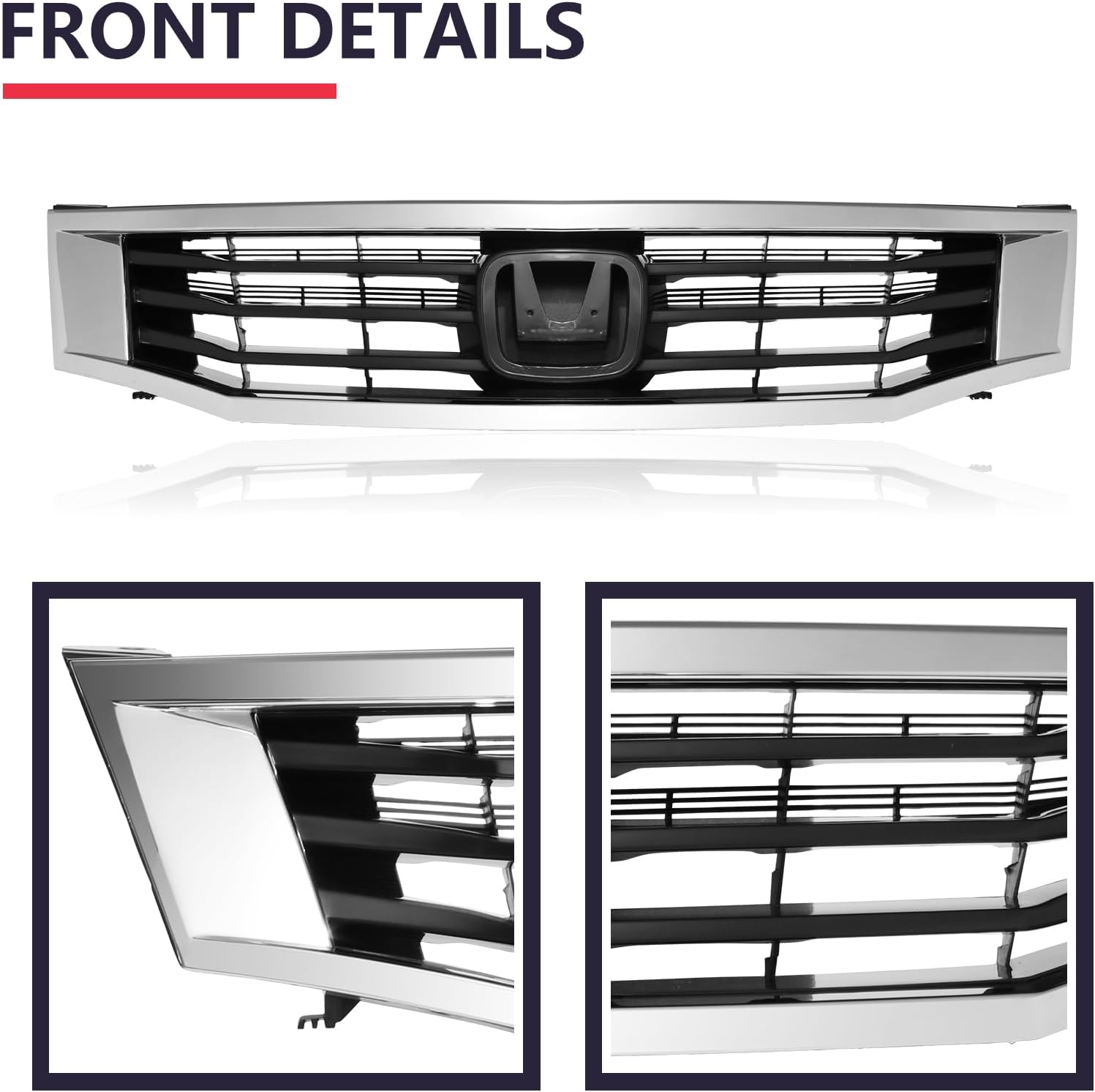 BXZ Front Upper Bumper Grille Chrome Grill For Honda Accord Sedan 2008 2009 2010 HO1200222