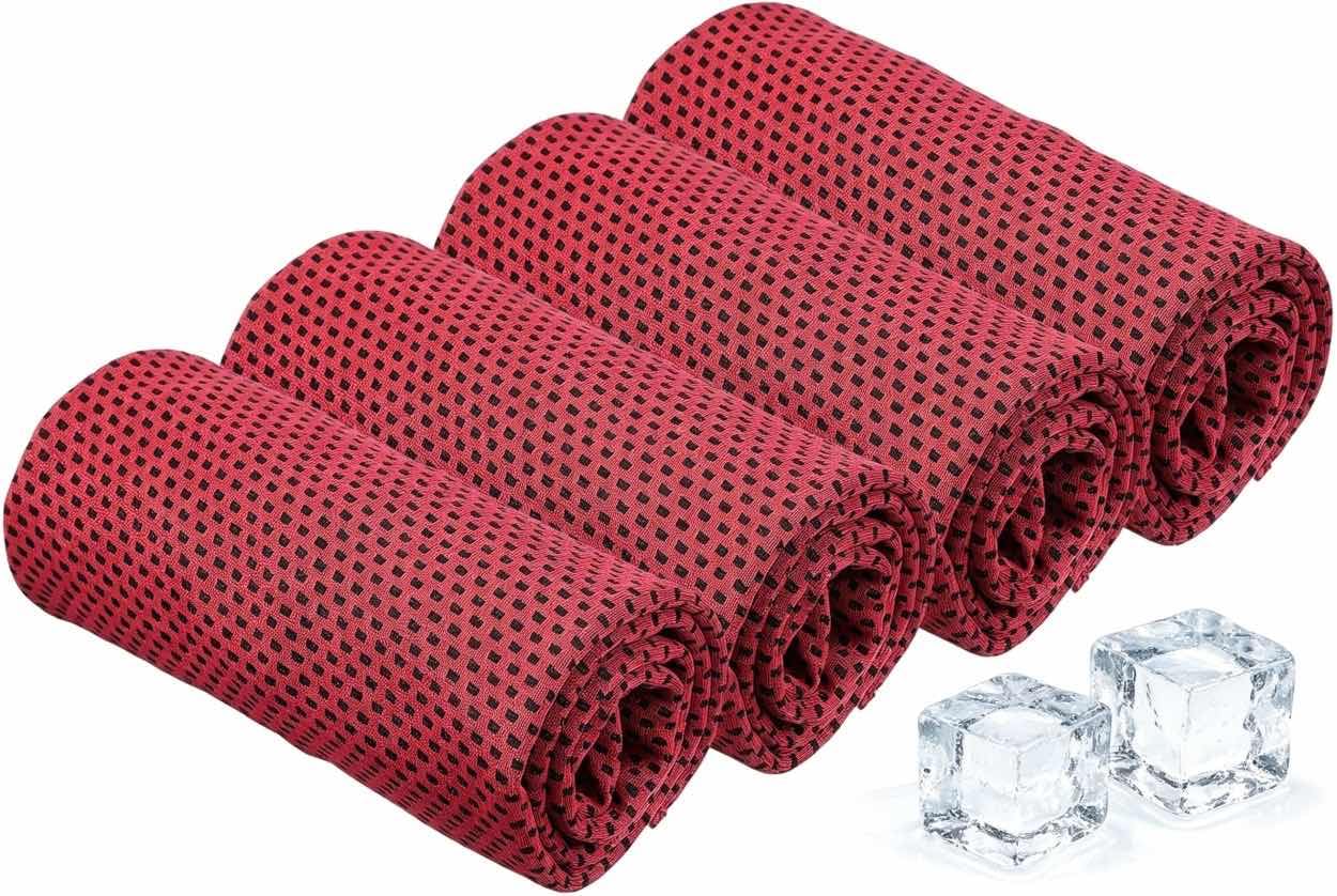 4Pcs Cooling Towels 40"x12",Sports Towels for Hot Weather (Red)
