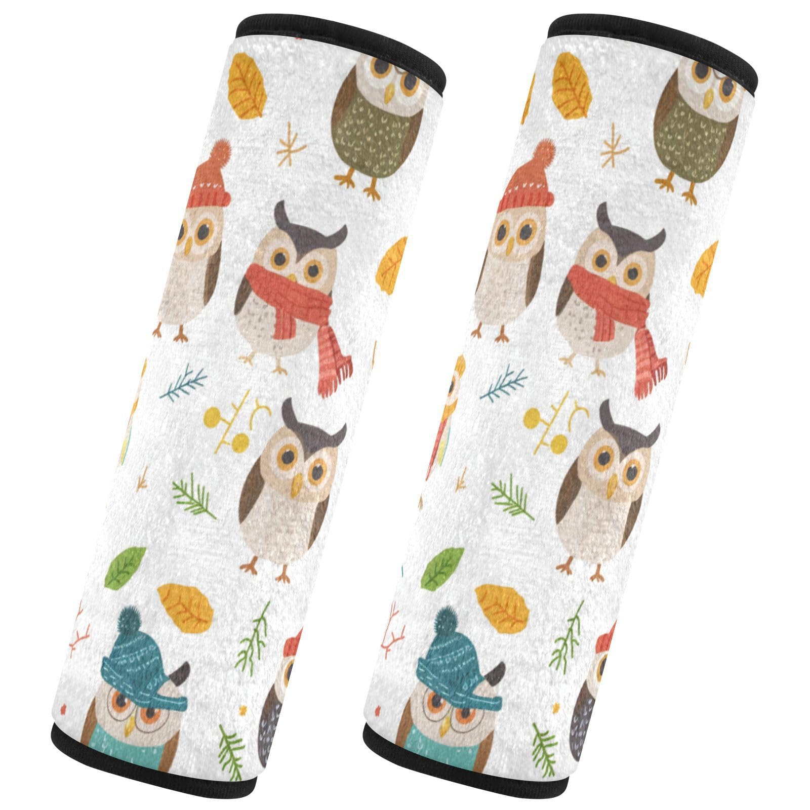 Seat Belt Covers 2 Pack Cute Owls Car Seat Strap Covers Super Soft Car Seat Neck Cover for Boys Girls Adults Babies S
