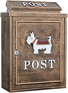 Suggestion Box Letter Box Complaint Box Idyllic Retro Wall Mount Mailbox ,Galvanized Steel Cover Rust-Proof Metal Post Letterbox with Lock,Household Large Parcel Drop Box