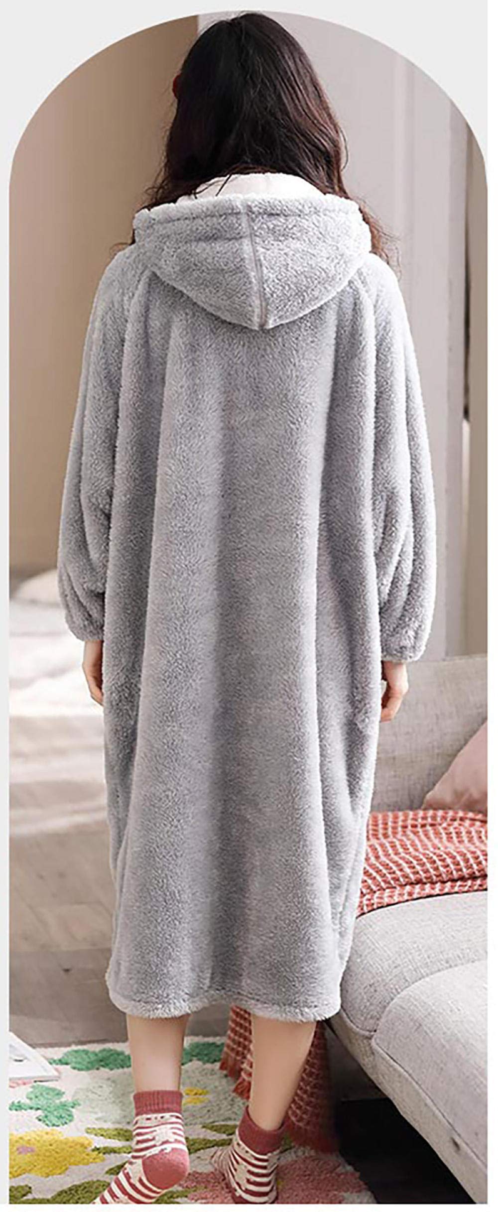 Accappatoio da Donna in Felpa di Peluche, soffice Accappatoio Invernale, Camicia da Notte in Pile di Corallo, Accappatoio Caldo e Spesso