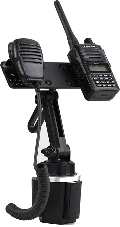 cup holder mount with height adjustment and mic holder for anytone baofeng icom kenwood yaesu wouxon hts