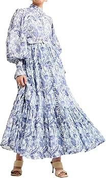 ワンピース Blue tweed papillon chain flare dress M MONTEAU Women Summer Flare Midi Dress XS(0-2) Scallop
