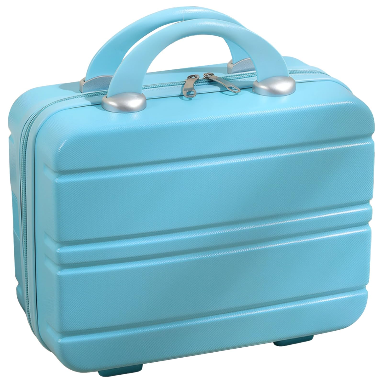 Packool Light Blue Hard Shell Makeup Travel Case, ABS Cosmetic Organizer Mini Suitcase, Portable Makeup Bag with Hand Carry Design