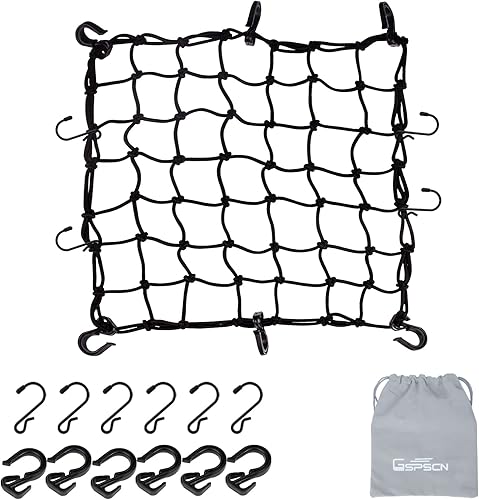 GSPSCN Red de carga de 16 x 16 pulgadas, red elástica de látex resistente que se estira hasta 47 x 47 pulgadas, red de equipaje gruesa con malla de