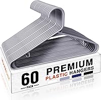 Vista 28 de HOUSE DAY Paquete de 10 perchas de plástico color negro, perchas de plástico con ganchos integrados, percha duradera y fuerte para armario, ahorro