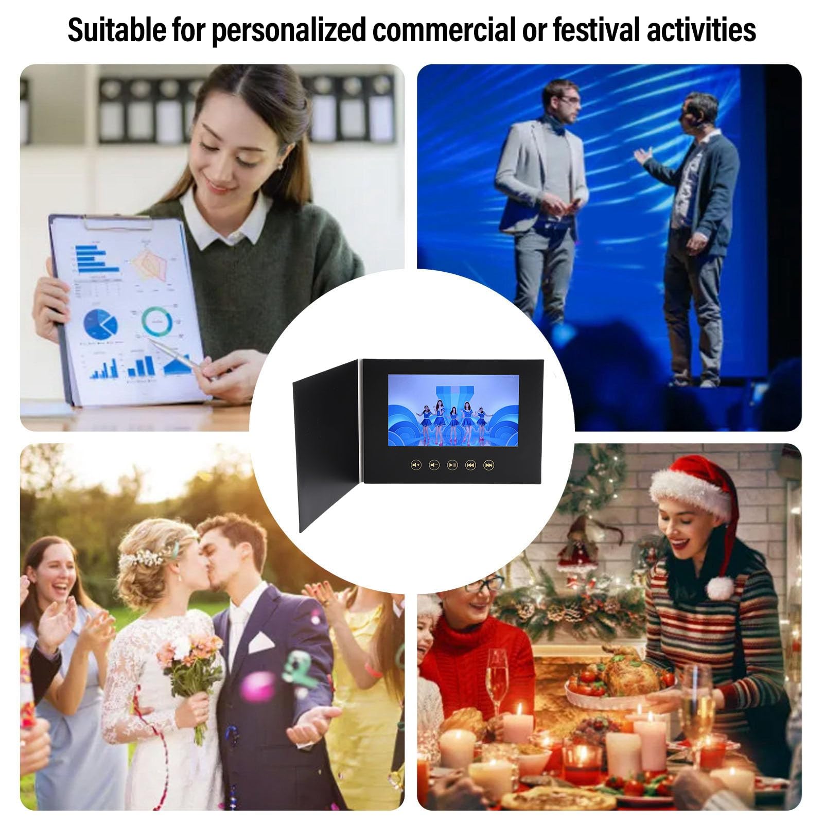Denash Carta di Auguri Video 7" Brochure Digitale HD 128M Type-C Batteria Ricaricabile Marketing
