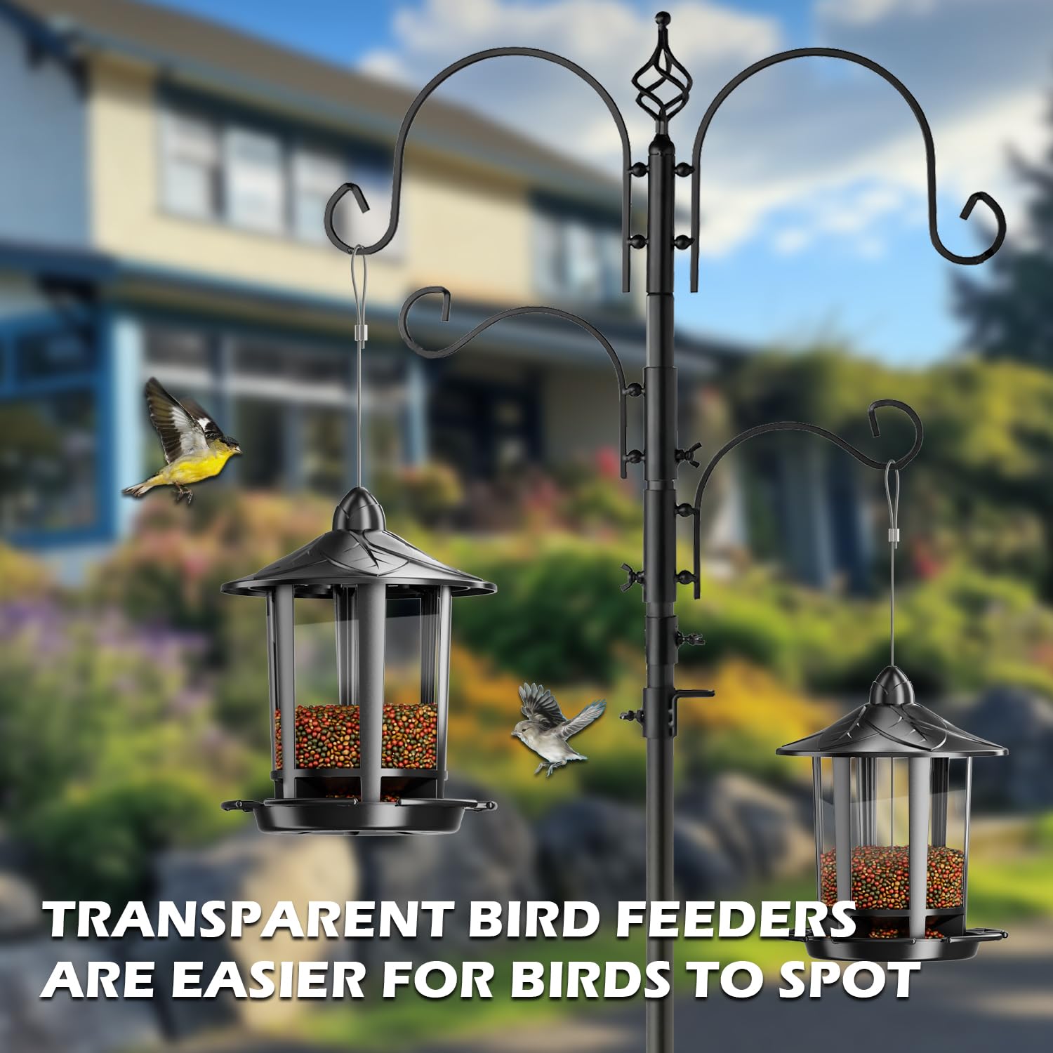 Birdream Paquete de 2 comederos para pájaros para colgar al aire libre, requiere montaje, fácil instalación en 1 minuto, encantador diseño de castillo, atrae a cardenales, jilgueros y gorriones, color