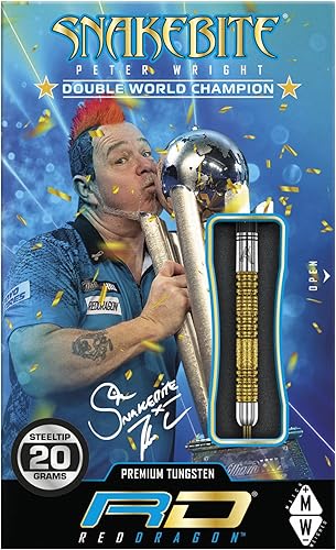 Miniatura 5 de RED DRAGON Peter Wright Snakebite DWC Edición Especial Gold Plus 0.71 oz con Vuelos y Tallos (ejes)