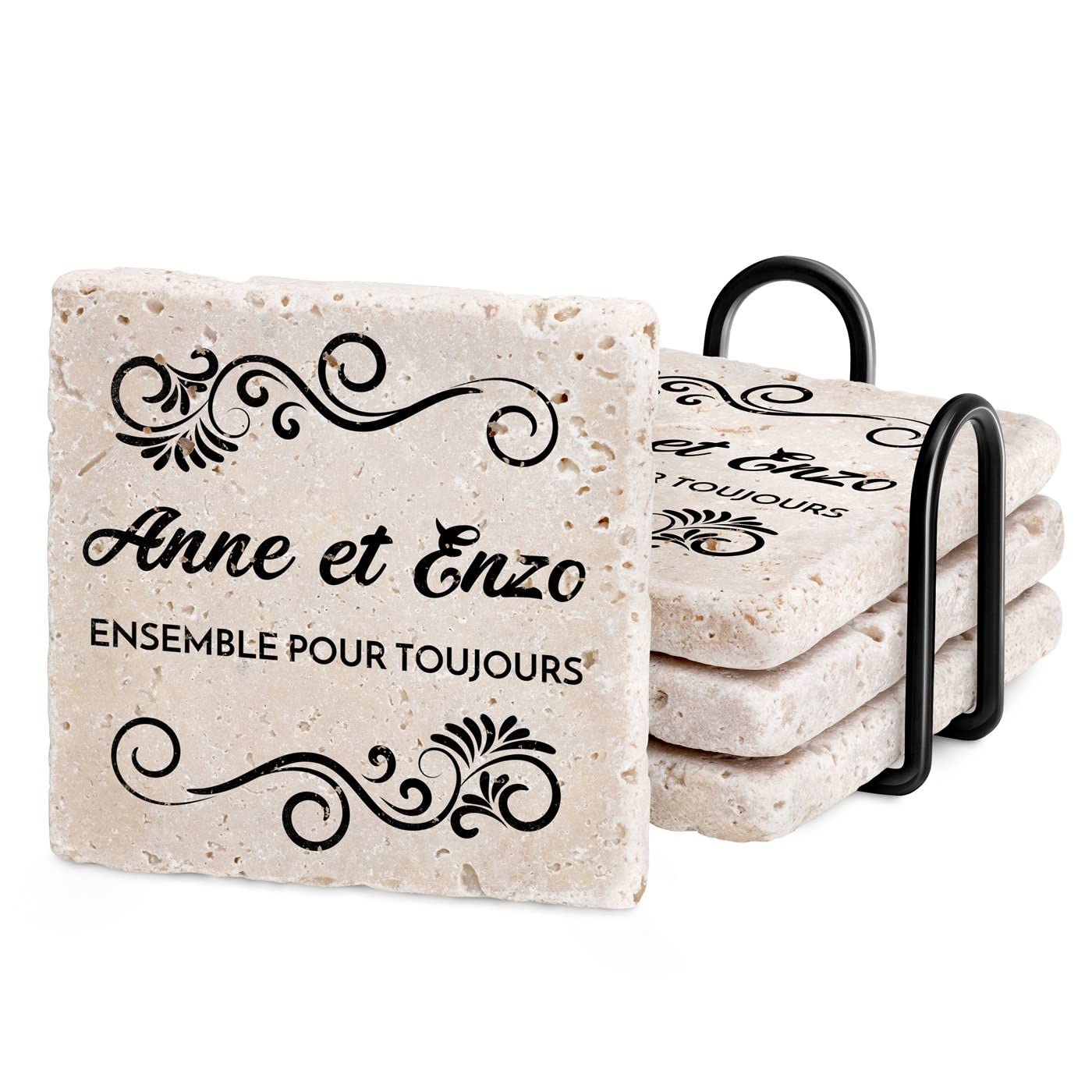 Sous-verre en grès Maverton personnalisé pour protéger vos tables des taches