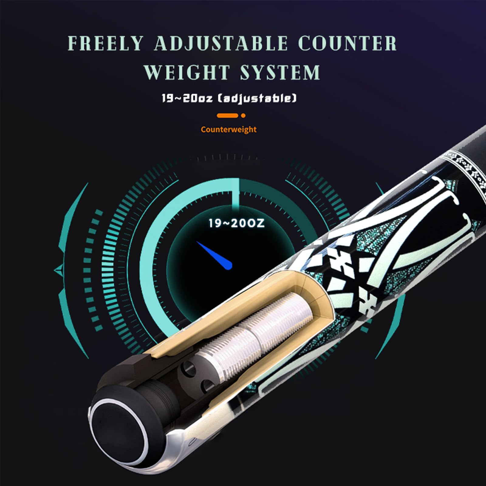 KHEALING Carbon Fiber Billiards, Handmade 58 inches, 19-20oz, 1/2 Joint, 11.8mm Head Billiards Cue, Snooker Cue Suitable for Eight, Nine Balls, French Billiards, Snooker