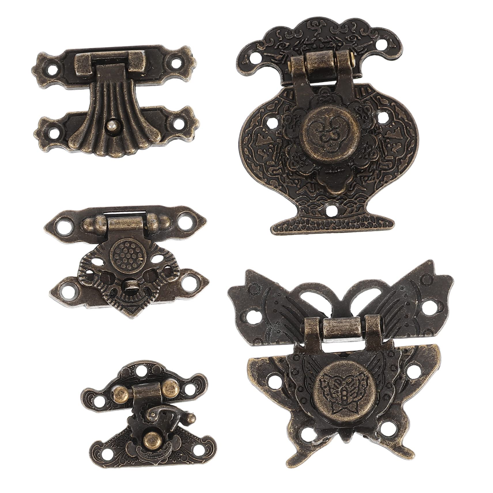 Balacoo 5pcs Vintage Jewelry Box Latches Antique Butterfly Buckle Hasps Wooden Box Clasp Decorative Locks for Retro Cabinets