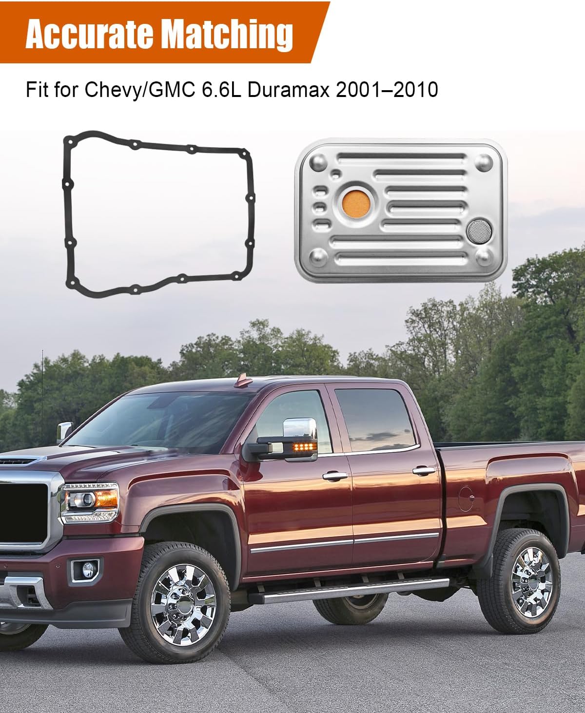29537965 Transmission Filter Kit with Gasket Fit for Chevrolet GMC 6.6L Duramax 2500/3500 2001-2010, 1000/M74 Transmission Shallow Pan Filter