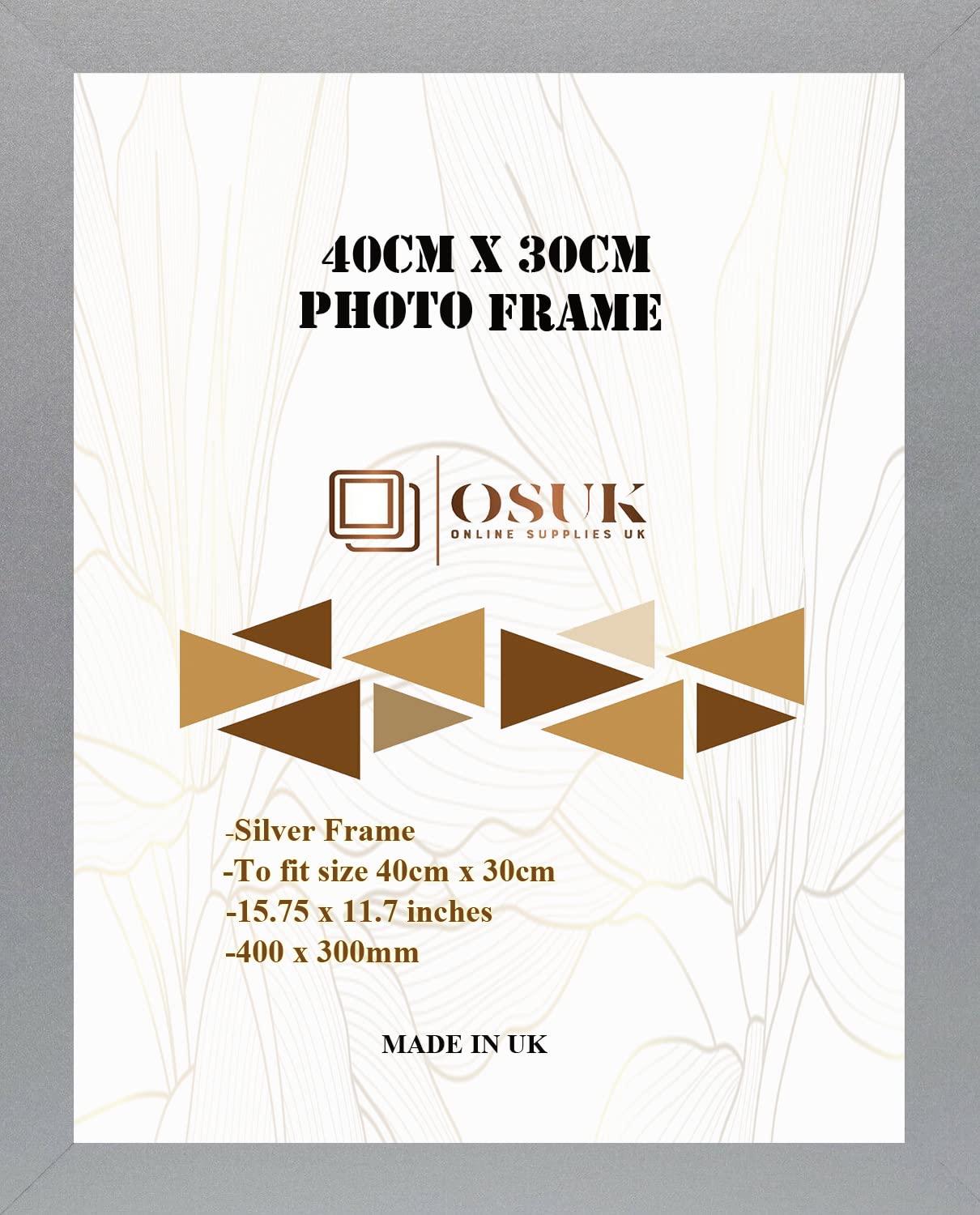 Frame Eazy Silver Osuk 30X40cm Picture Frame - 40 X 30Cm Photo Frames With Safe Perspex Front & Wall Hanging Hooks - 40Cm X 30Cm Poster Frames