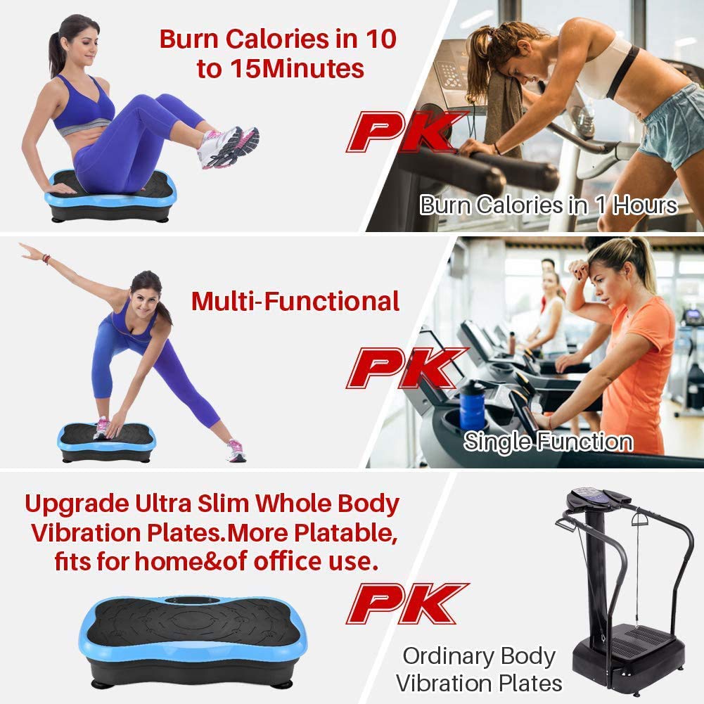Trenażery wibracyjne Maszyna do ćwiczeń wibracyjnych Wibrujący domowy trener fitness Power Plate 99 poziomów intensywności z taśmami oporowymi na siłowni Schudnij, dopasuj się z domu (niebieski)