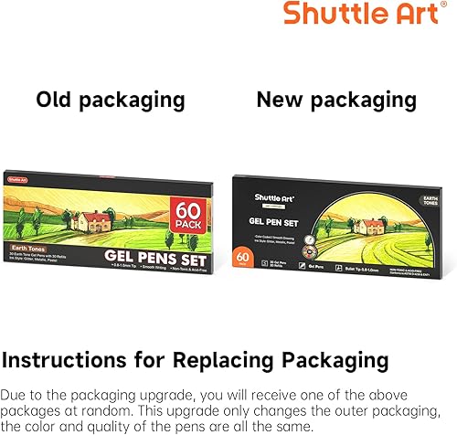 Miniatura 8 de Shuttle Art - Juego de 60 bolígrafos de gel tonos tierra, 30 bolígrafos de gel tonos tierra marrones con 30 recambios para adultos, para libros de