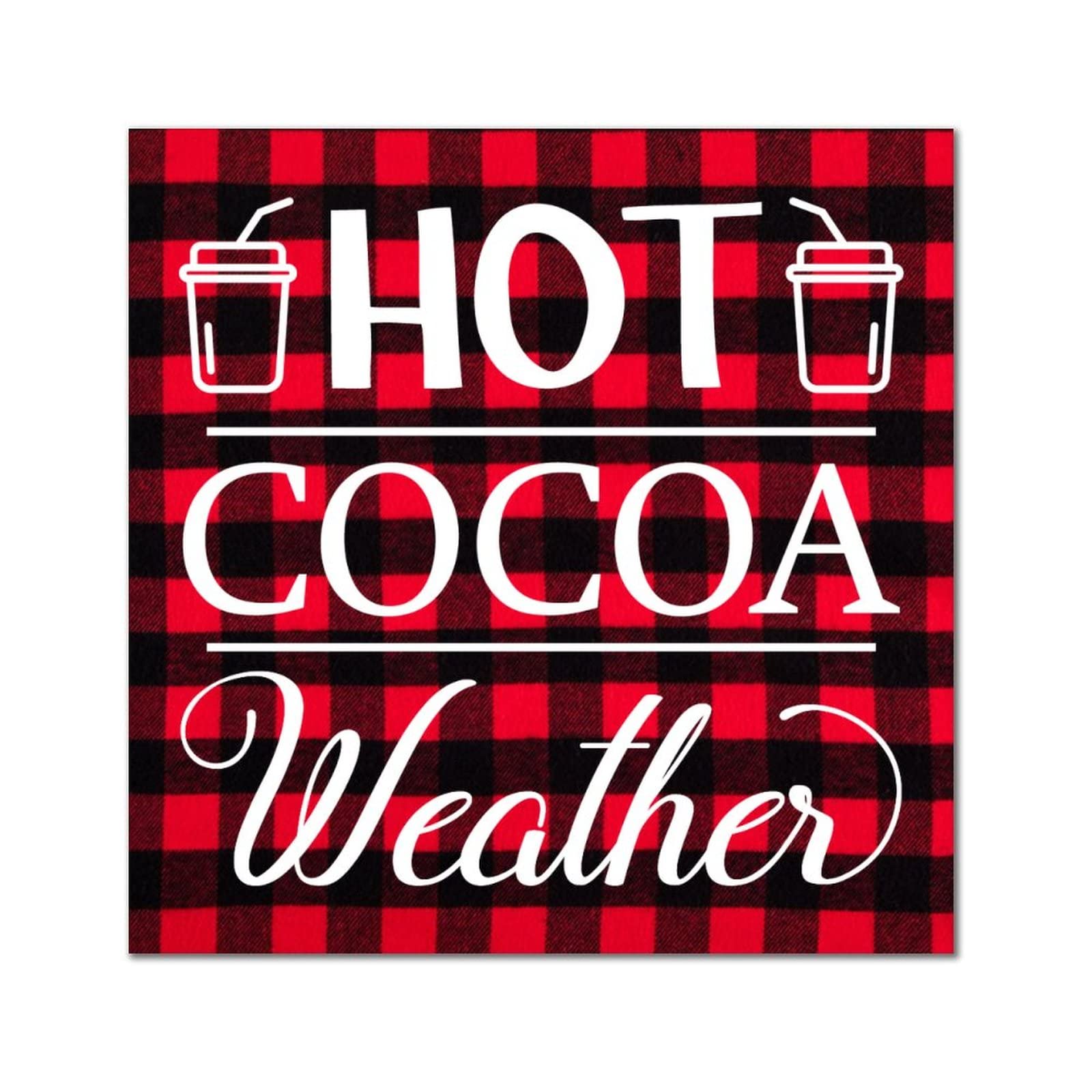 Plaque rétro Hot Cocoa Weather en bois cadeau crémaillère idéal