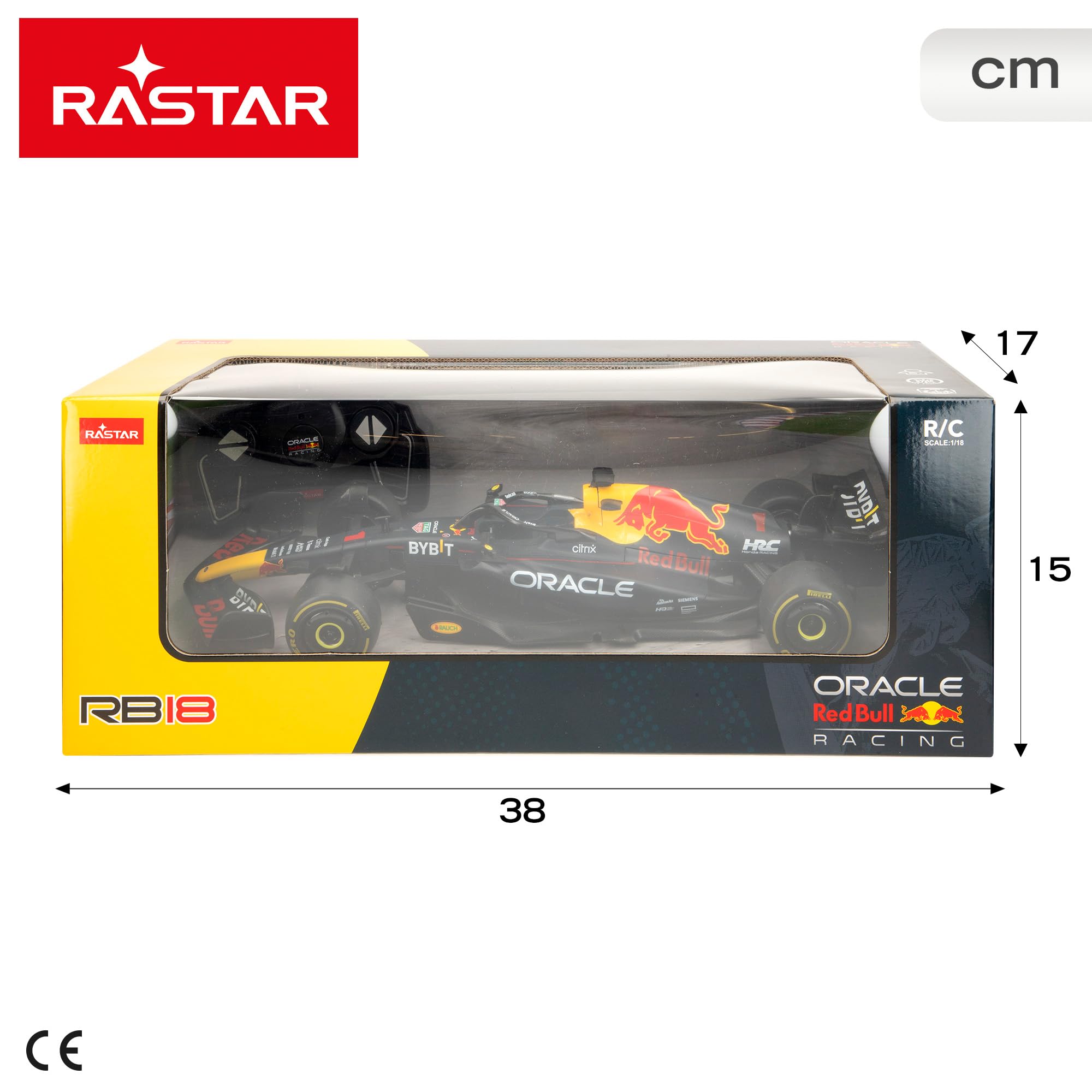 ColorBaby 41287 Rastar F1 Oracle Red Bull Racing RB18 oficjalnie licencjonowany, skala 1:18, Formuła 1, pojazd zdalnie sterowany, częstotliwość 2,4 GHz, 6 kierunków, zabawki zdalnie sterowane
