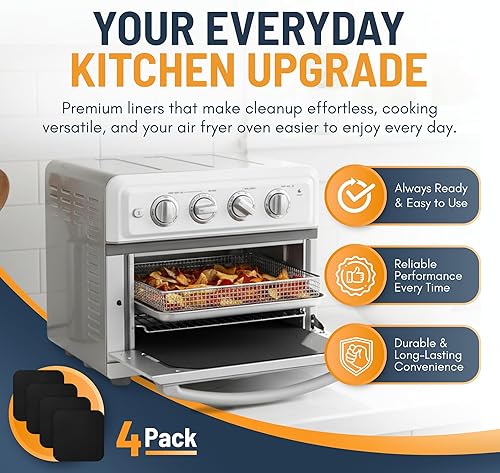 Miniatura 2 de Revestimientos para horno tostador para la parte inferior del horno (paquete de 4) revestimientos reutilizables antiadherentes resistentes al calor,