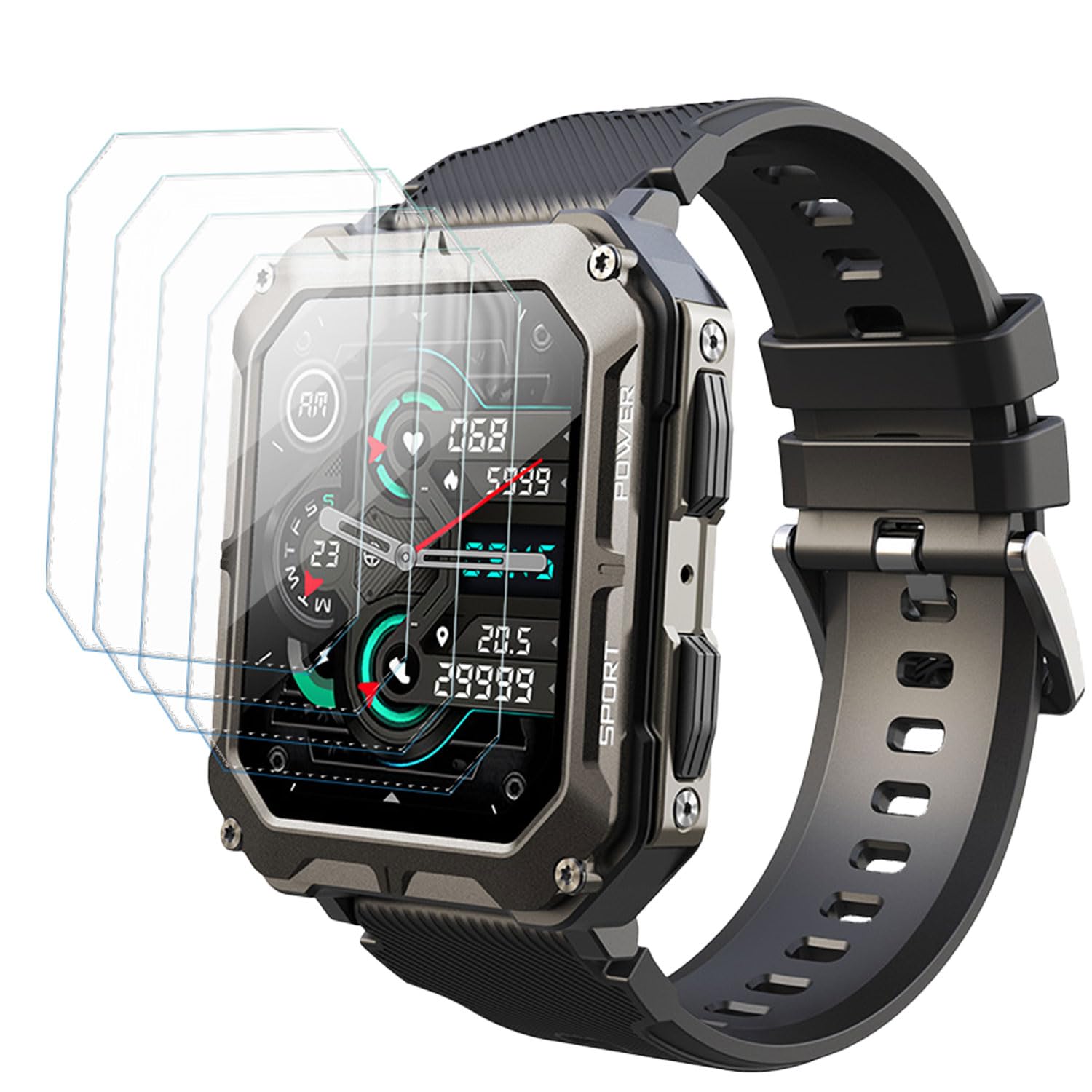 [4 Pack] Tempered Glass Screen Protector Compatible with C20 Pro (PUREROYI/meoonley/VIRAN/Rgthuhu/LIGE/Tensky/WOONITH), Waterproof 9H Hard Screen Protectors Cover for C20 Pro